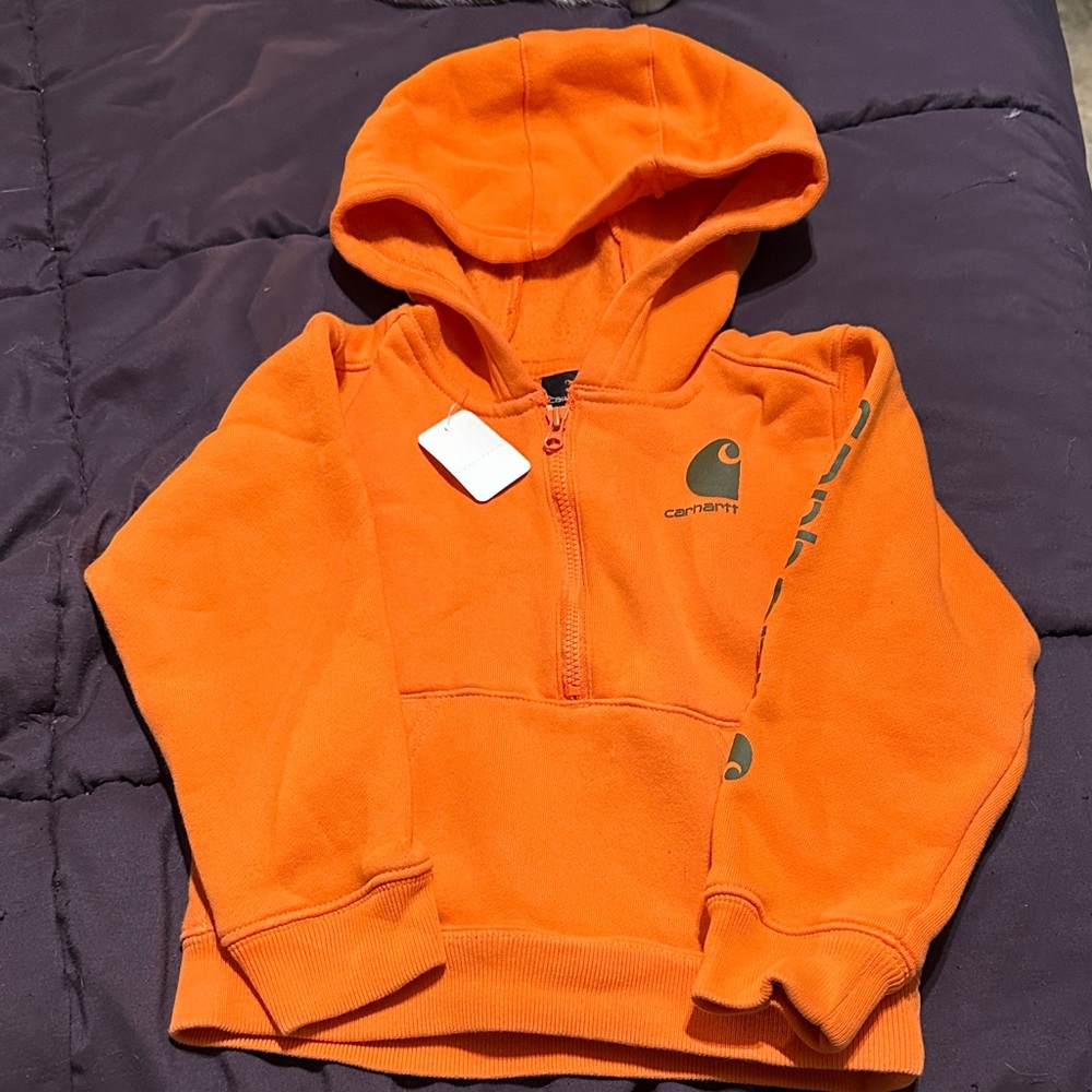 Carhartt Kids Orange Half-Zip Hooded Sweatshirt
